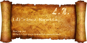 Lőrincz Nanetta névjegykártya