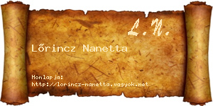Lőrincz Nanetta névjegykártya